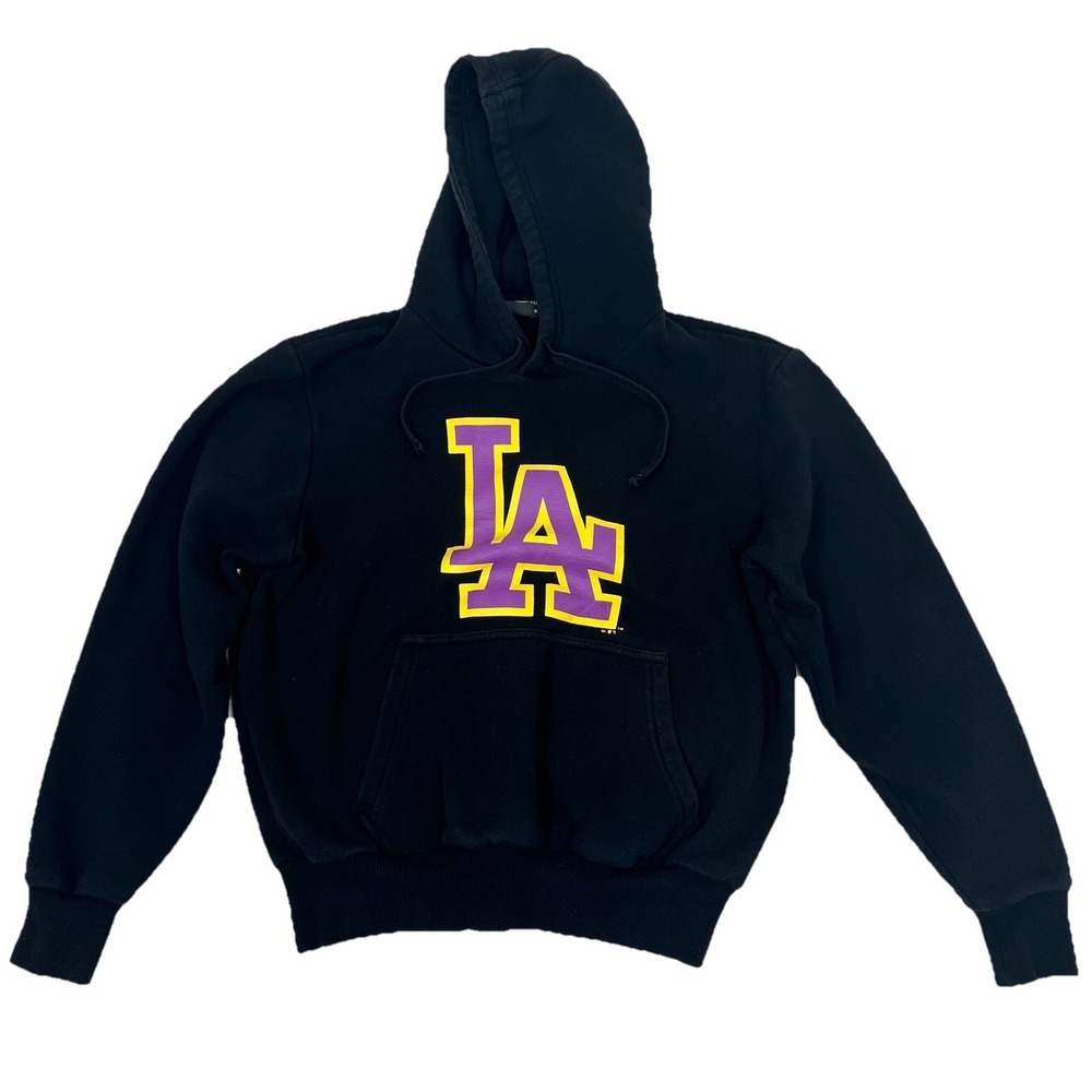 NEW ERA LOS ANGELES DODGERS x LA LAKERS Hoodie Adult Small Black Purple Gold